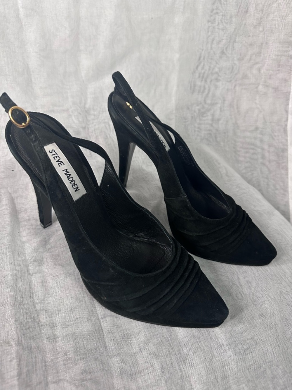 Steve Madden Black Suede Slingback Heels 10